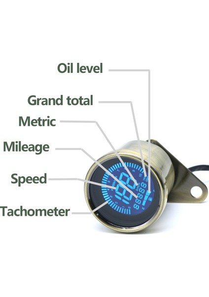 Bronz Evrensel Motosiklet Dijital Hız Retro LCD Kilometre Sayacı Yağ Seviye Cafe Racer Devir Gösterge Scooter Atv Metre (Yurt Dışından)