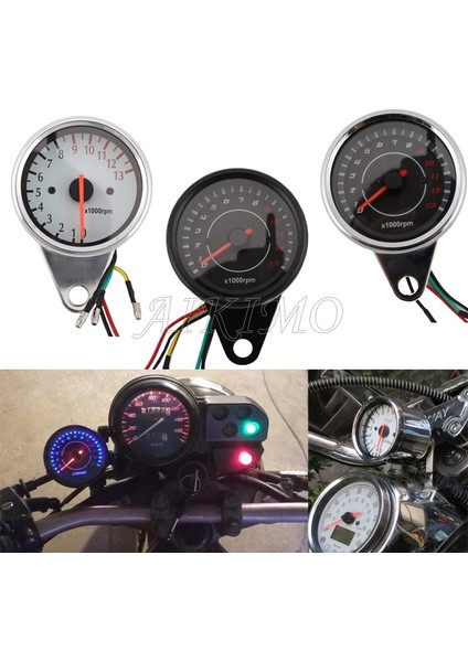 Siyah Stil LED Arka Işık Motosiklet Devir Sayacı Metre Tachometre Gösterge Devir Sayacı Rpm (Yurt Dışından)