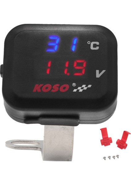 2'si 1 Arada Stil Motosiklet Sıcaklık LED Voltmetre USB Portlu Moto Termometre (Yurt Dışından)