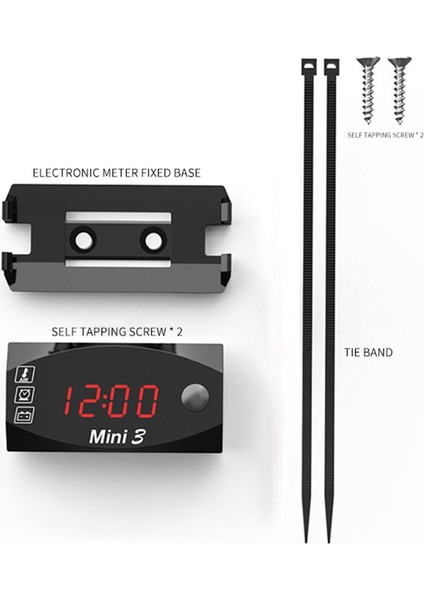 Kırmızı Stil Motosiklet Elektrikli Araç Zaman Saati Çok Fonksiyonlu Su Geçirmez LED Saatli Dijital Ekranlı 3’ü 1 Arada Voltmetre (Yurt Dışından) modelleri