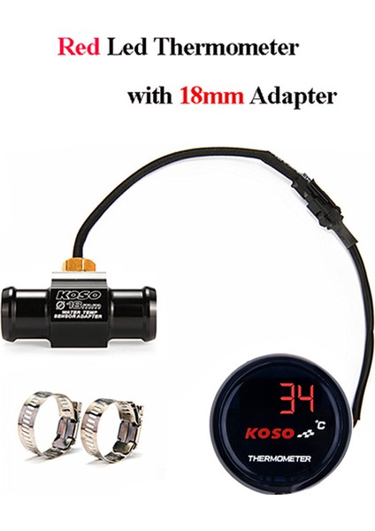 KIRMIZI-18MM Yamaha Nmax Tmax Xmax Motosiklet Su Sıcaklık 0~120 Derece Ekranlı Yuvarlak Su Sıcaklık Sensörü Adaptör Seti (Yurt Dışından)