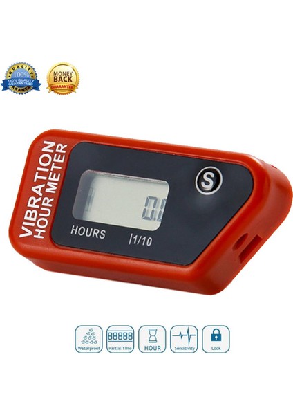 Kırmızı Stil Su Geçirmez Sıfırlanabilir LCD Kablosuz Titreşim Saat Sayacı Motor Testeresi Pit Bisikleti Kir Quad Bisiklet Çim Biçme Makinesi Kar Motoru Atv Denizcilik Mo (Yurt Dışından)
