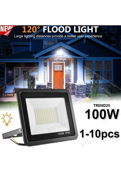220 VOLT-100 W 6500K IP66 150* Işık Açısı Siyah Slim Kasa Beyaz LED Projektör Ürün %100 Yerli Türk Malı