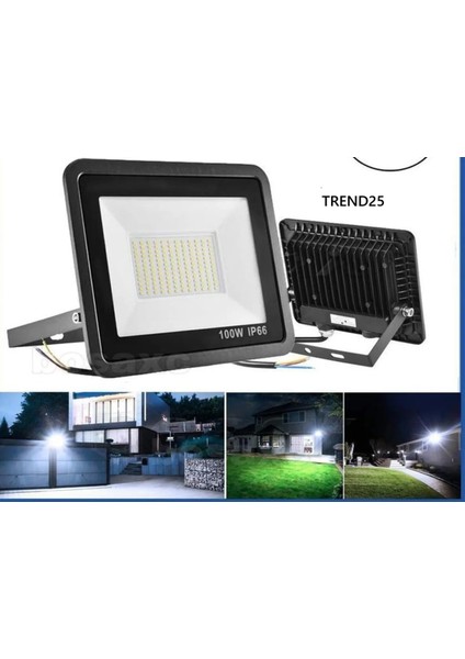 220 VOLT-100 W 6500K IP66 150* Işık Açısı Siyah Slim Kasa Beyaz LED Projektör Ürün %100 Yerli Türk Malı fiyatları