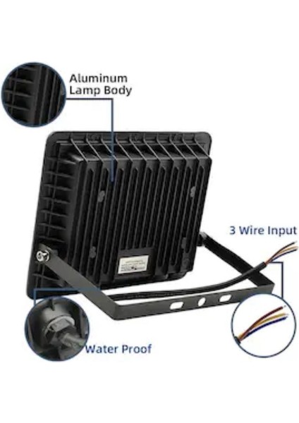 220 VOLT-100 W 6500K IP66 150* Işık Açısı Siyah Slim Kasa Beyaz LED Projektör Ürün %100 Yerli Türk Malı modelleri