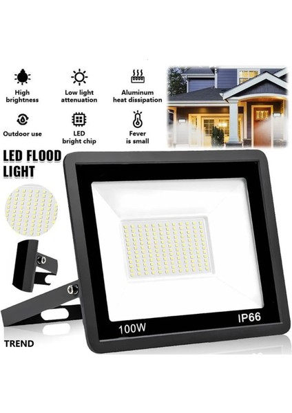 220 VOLT-100 W 6500K IP66 150* Işık Açısı Siyah Slim Kasa Beyaz LED Projektör Ürün %100 Yerli Türk Malı fırsatları