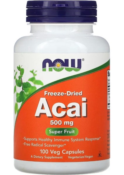 Freeze-Dried Acai 500 mg 100 Veg Capsules VR56