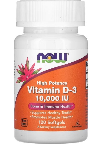 High Potency Vitamin D-3 250 Mcg 10,000 Iu 120 Softgels VR88