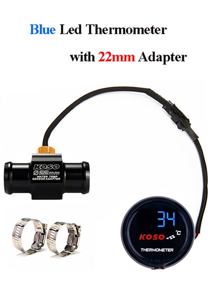 MAVI-22MM Yamaha Nmax Tmax Xmax Motosiklet Su Sıcaklık 0~120 Derece Ekranlı Yuvarlak Su Sıcaklık Sensörü Adaptör Seti (Yurt Dışından)