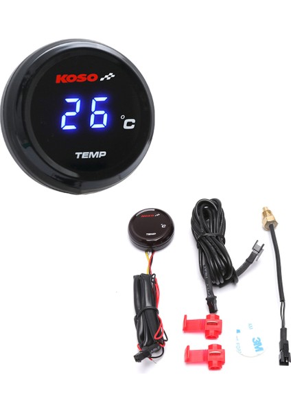 MAVI-22MM Yamaha Nmax Tmax Xmax Motosiklet Su Sıcaklık 0~120 Derece Ekranlı Yuvarlak Su Sıcaklık Sensörü Adaptör Seti (Yurt Dışından)