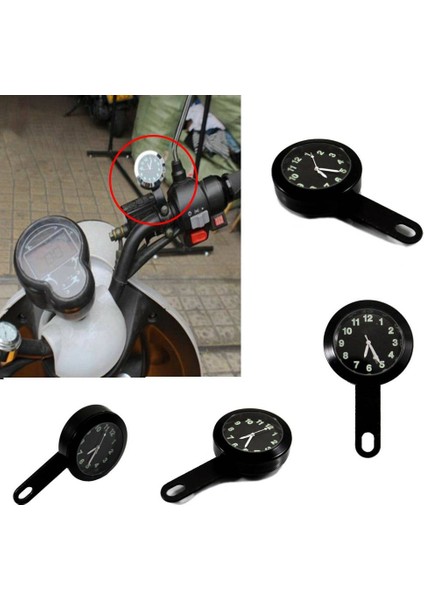 Motosiklet Atv Saatli Gidon Saati Siyah 6mm Su Geçirmez Evrensel 6 mm Fren Kolu Civatalarına Montajlı (Yurt Dışından)