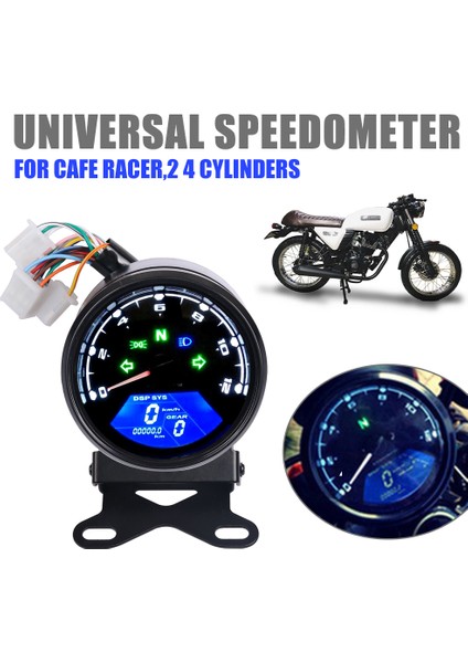 Turuncu Kafe Racer Motosiklet Hız Gösterge Paneli Sayacı Tachometre Dashboard Yağ LCD Dijital Gösterge (Yurt Dışından) modelleri