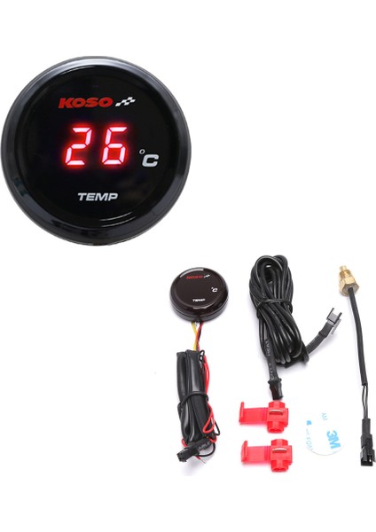 Kırmızı Stil Yamaha Nmax Tmax Xmax Motosiklet Su Sıcaklık 0~120 Derece Ekranlı Yuvarlak Su Sıcaklık Sensörü Adaptör Seti (Yurt Dışından)
