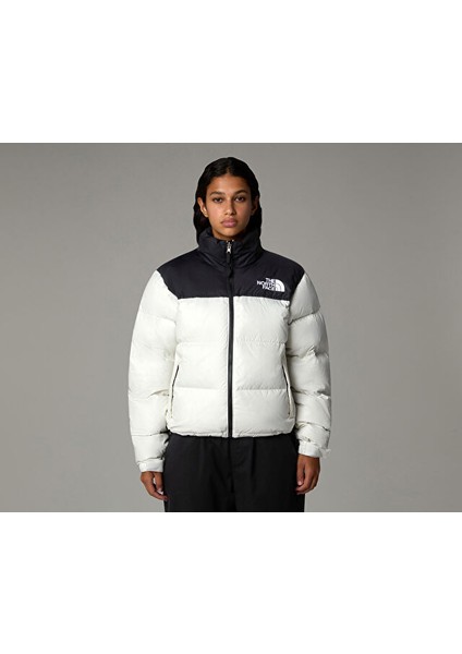 W 1996 Retro Nuptse Jacket Kadın Outdoor Montu (700 Dolgu Kaz Tüyü) NF0A3XEOROU1 Beyaz