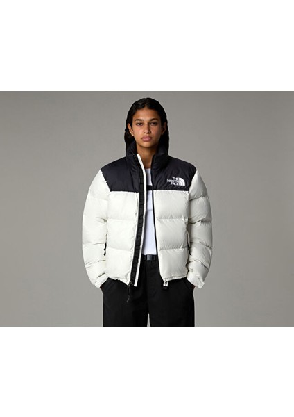 W 1996 Retro Nuptse Jacket Kadın Outdoor Montu (700 Dolgu Kaz Tüyü) NF0A3XEOROU1 Beyaz
