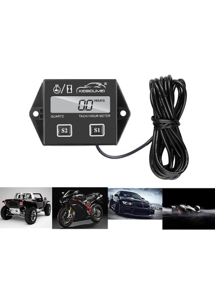 LCD Ekranlı Motor Bot Otomobil 4 Zamanlı Motor Endüktif Rpm Sayacı Motor Tach Saat Metre (Yurt Dışından)