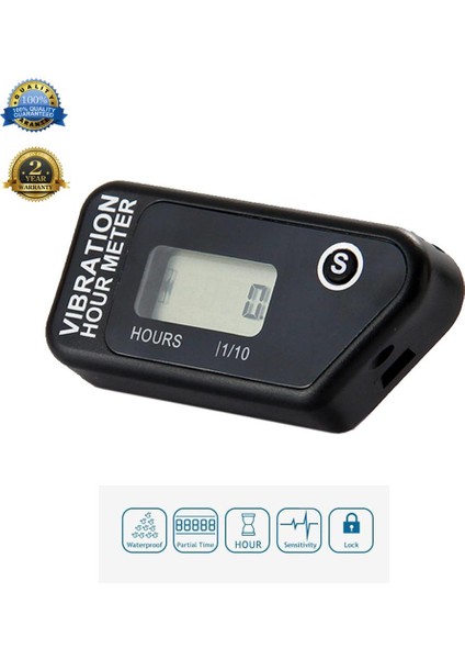 Siyah Stil Su Geçirmez Sıfırlanabilir LCD Kablosuz Titreşim Saat Sayacı Motor Testeresi Pit Bisikleti Kir Quad Bisiklet Çim Biçme Makinesi Kar Motoru Atv Denizcilik Mo (Yurt Dışından)