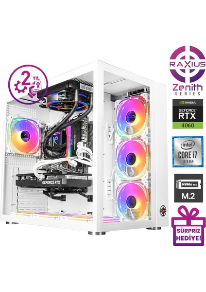 Zenith Z2-I7-4060-127F04 I7-12700F RTX4060 32GB 512SSD Freedos Gaming Masaüstü Bilgisayar