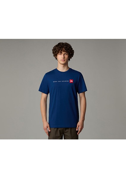 M Ss Never Stop Exploring Tee Erkek Outdoor Tişörtü NF0A87NSD1R1 Mavi modelleri
