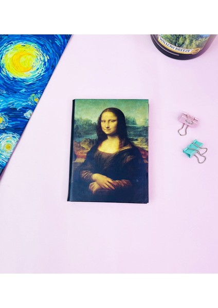 Mona Lisa Tasarımlı Sert Kapaklı Mini Defter
