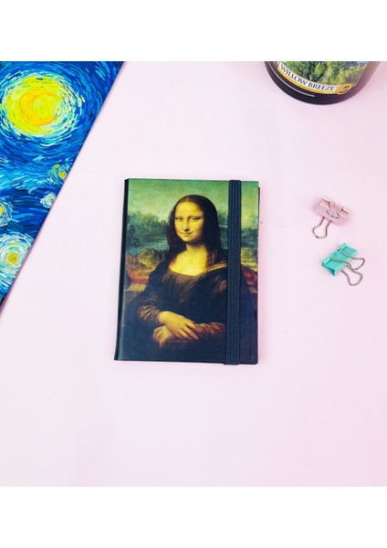 Mona Lisa Tasarımlı Sert Kapaklı Mini Defter modelleri
