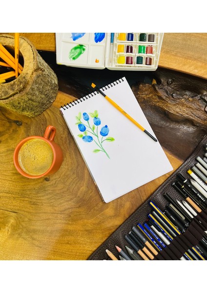 A5 Sketch Book - Eskiz Defteri - Spiralli Tutuş / Grenli Sert Tasarım Kapak modelleri