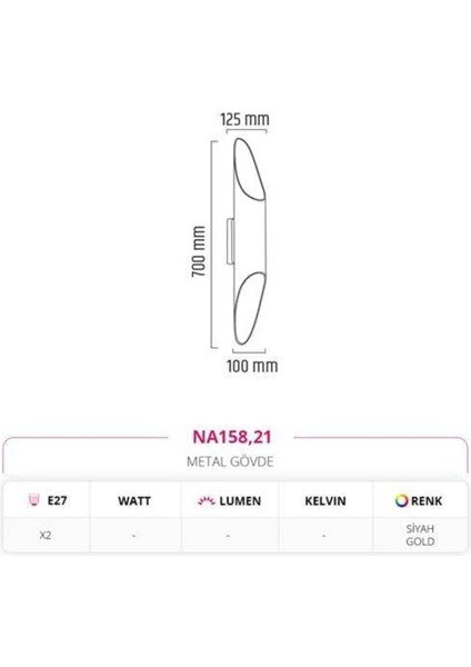 Çift Yönlü Iç Mekan Aplik Siyah Gold Md-A 5208-21 modelleri
