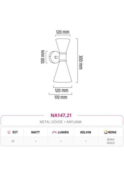 Çift Yönlü Iç Mekan Aplik Siyah Gold Md-A 5201-21 fırsatları