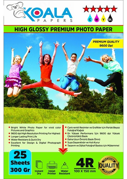 Canon GI-490 G4411 Evertday Premium Parlak 10X15CM Fotoğraf Kağıdı 300 Gr. 25 Adet