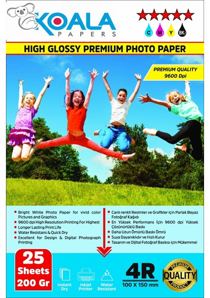 Canon GI-490 G3410 Evertday Premium Parlak 10X15CM Fotoğraf Kağıdı 200 Gr. 25 Adet