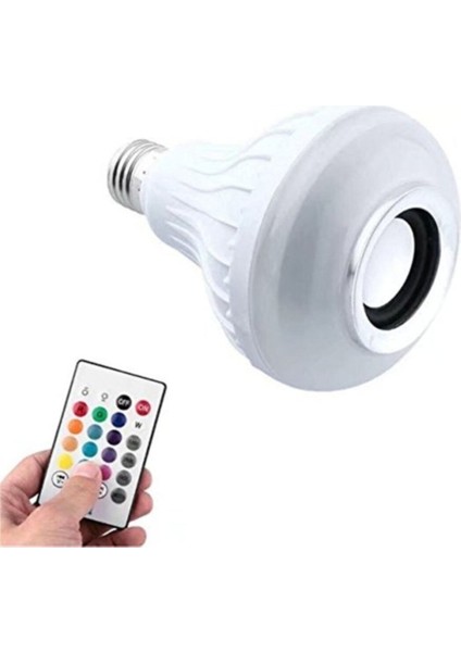 Uzaktan Kumandalı Bluetooth Flashlı USB LED Ampül Hoparlör-Hediye