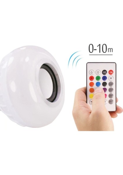 Uzaktan Kumandalı Bluetooth Flashlı USB LED Ampül Hoparlör-Hediye