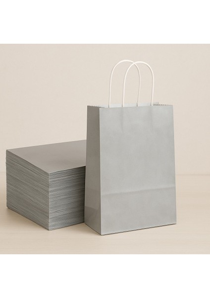 Kraft Çanta Gümüş Küçük Boy 18x24cm 25li