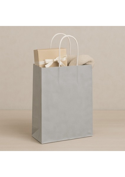 Kraft Çanta Gümüş Küçük Boy 18x24cm 25li fiyatları