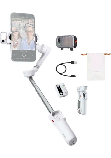 Isteady V3 Yapay Zeka Takip Sensörlü Beyaz Telefon Gimbal