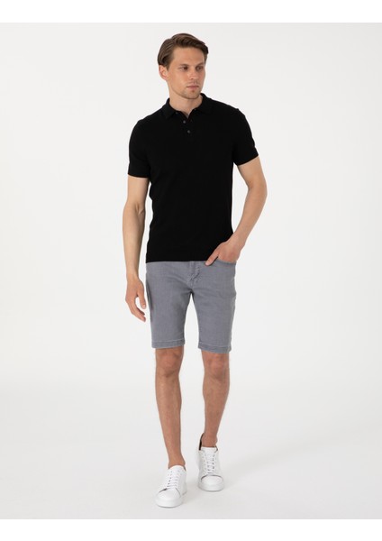 Erkek Siyah Slim Fit Polo Yaka Triko Tişört 50305976-VR046