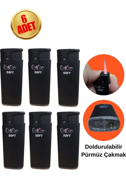6 Adet Turbo (Izgaralı & Rüzgar ) Manyetöllü Mini Cep Çakmak (Piknik ve Kamp Için Ideal)