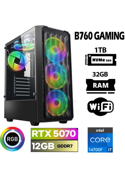 Thunder X140 I7 14700F 32GB Ddr5 Ram 1tb M.2 Nvme SSD 12GB RTX5070 Masaüstü Oyuncu Bilgisayarı