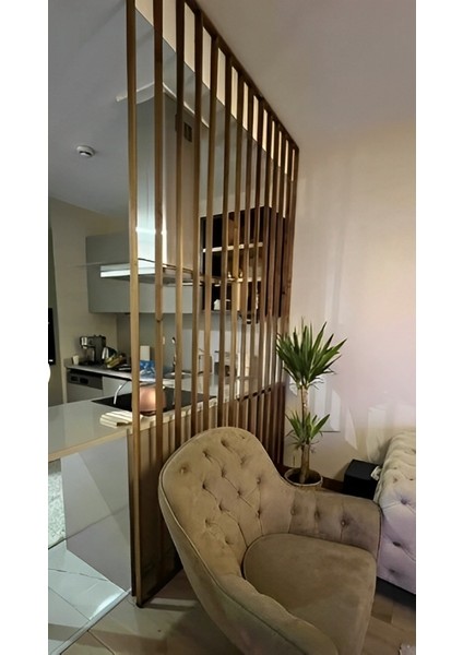 200CM x 250CM Ahşap Çıtalı Paravan Oda Ayırıcı Seperatör Duvar Dekor 200CM x 250CM