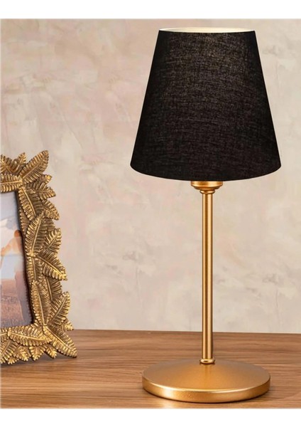 Mila Gold Siyah Kumaş Başlık Abajur