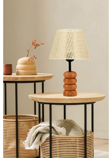 Natural Ahşap Ayaklı Rattan Kumaş Abajur fiyatları