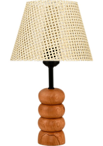 Natural Ahşap Ayaklı Rattan Kumaş Abajur fırsatları
