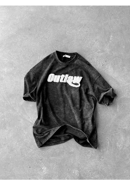 Erkek Yıkamalı Yumuşak Dokulu Oversize T-Shirt Siyah