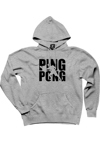 Ping Pong Actor Gri Kapşonlu Sweatshirt Hoodie