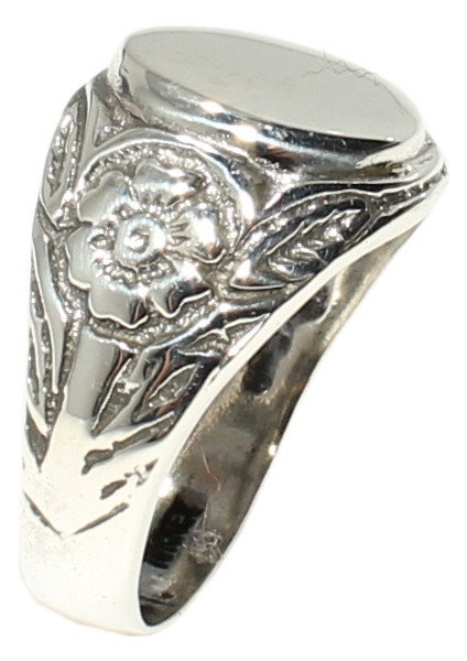 925 Ayar Gümüş Çiçek Kenarlı Yuvarlak Ayna Yüzük fiyatları