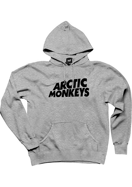 Arctic Monkeys Logo Gri Kapşonlu Sweatshirt Hoodie
