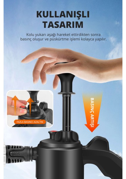 Basınçlı Çok Fonksiyonlu El Pompası, Köpük Püskürtme, Sıvı Püskürtme 2 Lt