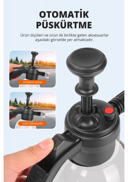 Basınçlı Çok Fonksiyonlu El Pompası, Köpük Püskürtme, Sıvı Püskürtme 2 Lt