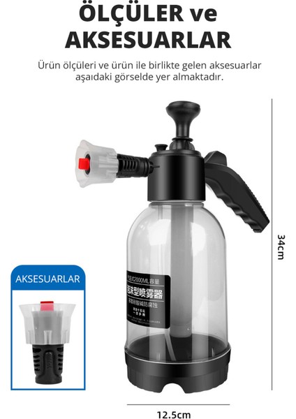 Basınçlı Çok Fonksiyonlu El Pompası, Köpük Püskürtme, Sıvı Püskürtme 2 Lt