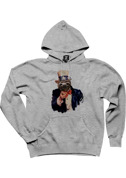 Bear Sam Amca Gri Kapşonlu Sweatshirt Hoodie